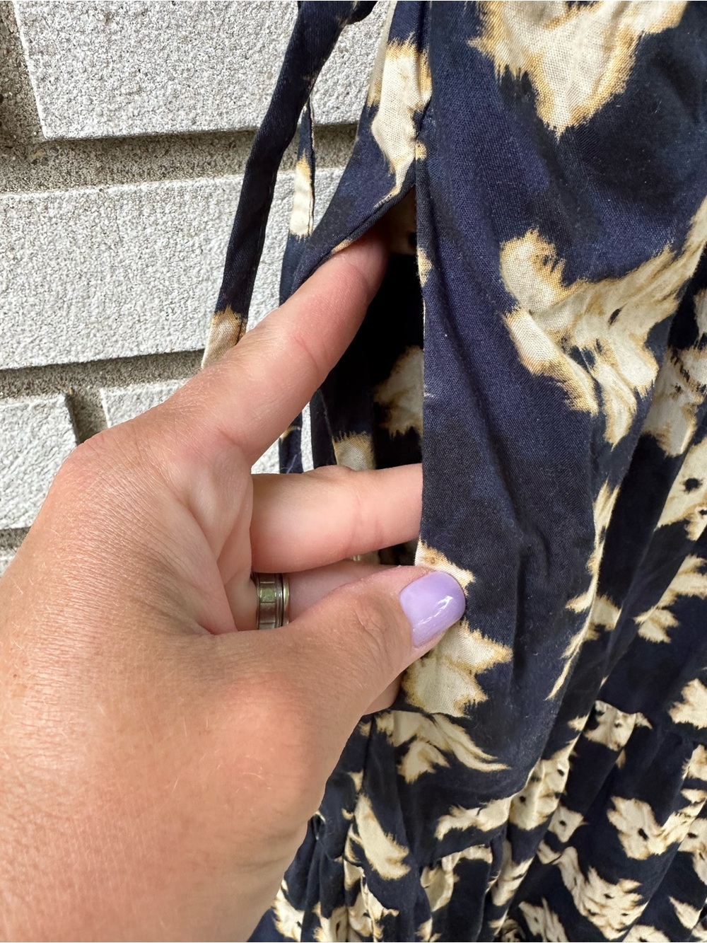 Time and Tru Navy Floral Cotton Flutter Sleeve Tiered Maxi Dress M Cottagecore - Picture 11 of 13